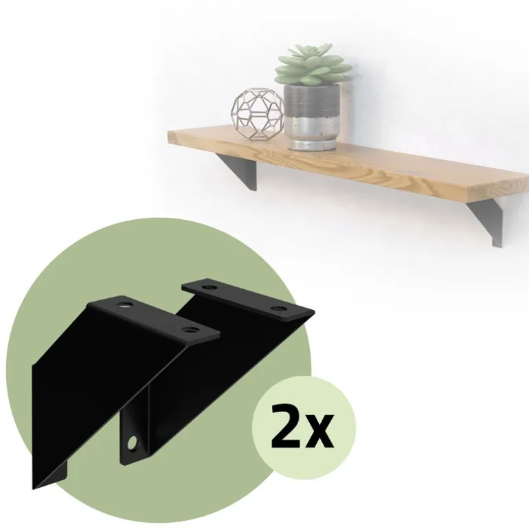 2er Set Wandkonsole Regalhalterung 2x 100 x100 mm Schwarz aus Stahl ML-Design