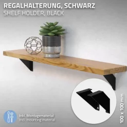 2er Set Wandkonsole Regalhalterung 2x 100 x100 mm Schwarz aus Stahl ML-Design