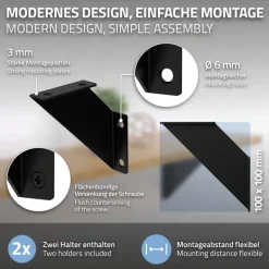 2er Set Wandkonsole Regalhalterung 2x 100 x100 mm Schwarz aus Stahl ML-Design
