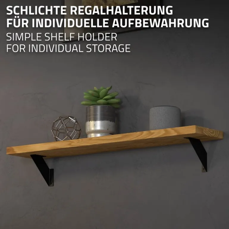2er Set Wandkonsole Regalhalterung 2x 100 x100 mm Schwarz aus Stahl ML-Design
