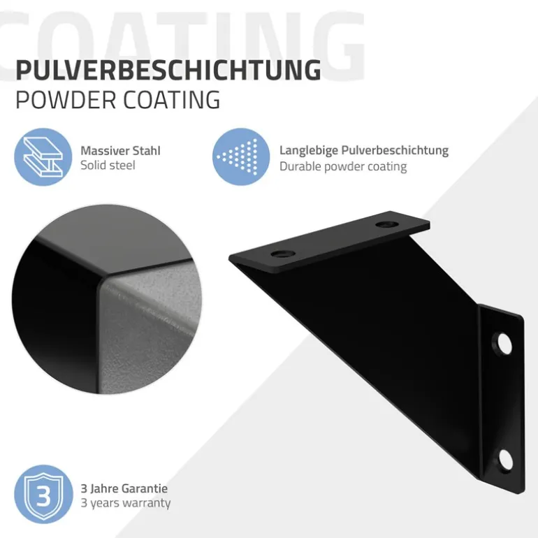 2er Set Wandkonsole Regalhalterung 2x 100 x100 mm Schwarz aus Stahl ML-Design