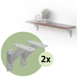 2er Set Wandkonsole Regalhalterung 2x 120 x 120 mm Silber aus Aluminium ML-Design