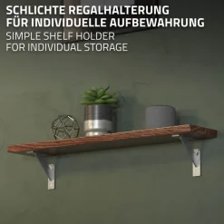 2er Set Wandkonsole Regalhalterung 2x 120 x 120 mm Silber aus Aluminium ML-Design
