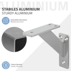 2er Set Wandkonsole Regalhalterung 2x 120 x 120 mm Silber aus Aluminium ML-Design