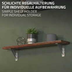 2er Set Wandkonsole Regalhalterung 2x 120 x 120 mm Silber aus Aluminium ML-Design