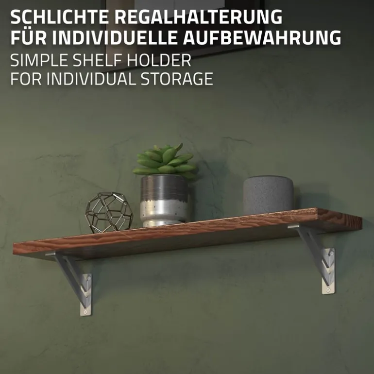 2er Set Wandkonsole Regalhalterung 2x 120 x 120 mm Silber aus Aluminium ML-Design