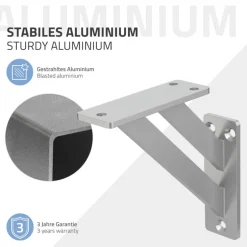 2er Set Wandkonsole Regalhalterung 2x 120 x 120 mm Silber aus Aluminium ML-Design