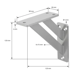 2er Set Wandkonsole Regalhalterung 2x 120 x 120 mm Silber aus Aluminium ML-Design