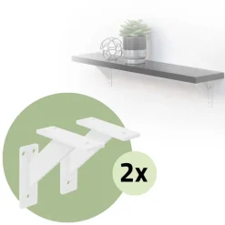 2er Set Wandkonsole Regalhalterung 2x 120 x 120 mm Weiß aus Aluminium ML-Design