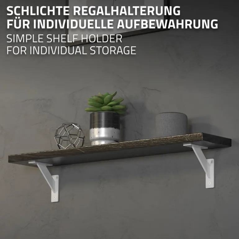 2er Set Wandkonsole Regalhalterung 2x 120 x 120 mm Weiß aus Aluminium ML-Design