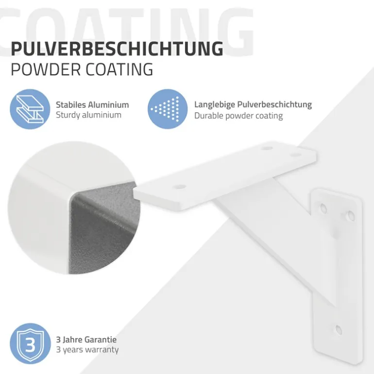 2er Set Wandkonsole Regalhalterung 2x 120 x 120 mm Weiß aus Aluminium ML-Design