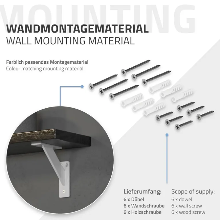 2er Set Wandkonsole Regalhalterung 2x 120 x 120 mm Weiß aus Aluminium ML-Design