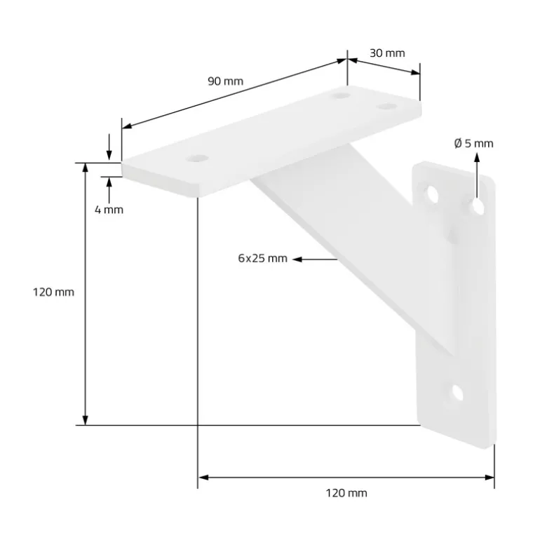 2er Set Wandkonsole Regalhalterung 2x 120 x 120 mm Weiß aus Aluminium ML-Design