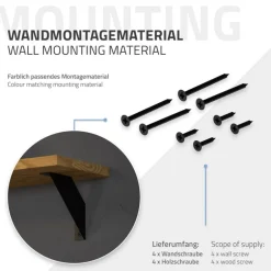 2er Set Wandkonsole Regalhalterung 2x 150 x 150 cm Schwarz aus Stahl ML-Design