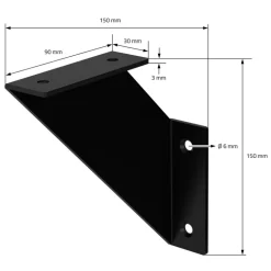 2er Set Wandkonsole Regalhalterung 2x 150 x 150 cm Schwarz aus Stahl ML-Design