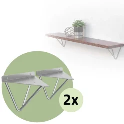 2er Set Wandkonsole Regalhalterung 2x 160 x 155 x 170 mm Grau aus Stahl ML-Design