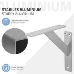 2er Set Wandkonsole Regalhalterung 2x 180 x 180 mm Silber aus Aluminium ML-Design
