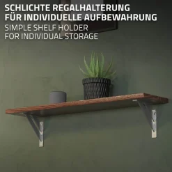 2er Set Wandkonsole Regalhalterung 2x 180 x 180 mm Silber aus Aluminium ML-Design