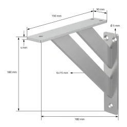 2er Set Wandkonsole Regalhalterung 2x 180 x 180 mm Silber aus Aluminium ML-Design