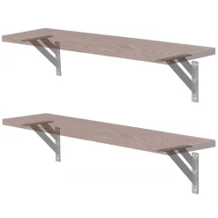 2er Set Wandkonsole Regalhalterung 2x 180 x 180 mm Silber aus Aluminium ML-Design