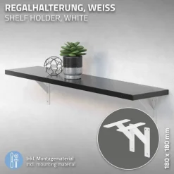 2er Set Wandkonsole Regalhalterung 2x 180 x 180 mm Weiß aus Aluminium ML-Design