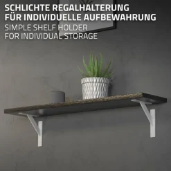 2er Set Wandkonsole Regalhalterung 2x 180 x 180 mm Weiß aus Aluminium ML-Design