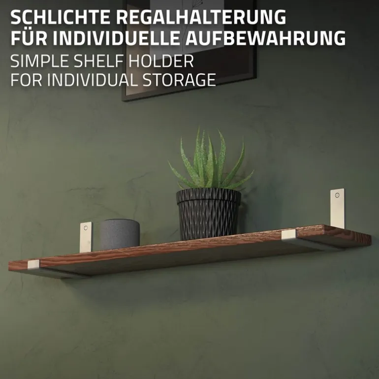 2er Set Wandkonsole Regalhalterung 2x 200 x 140 mm Grau Stahl ML-Design