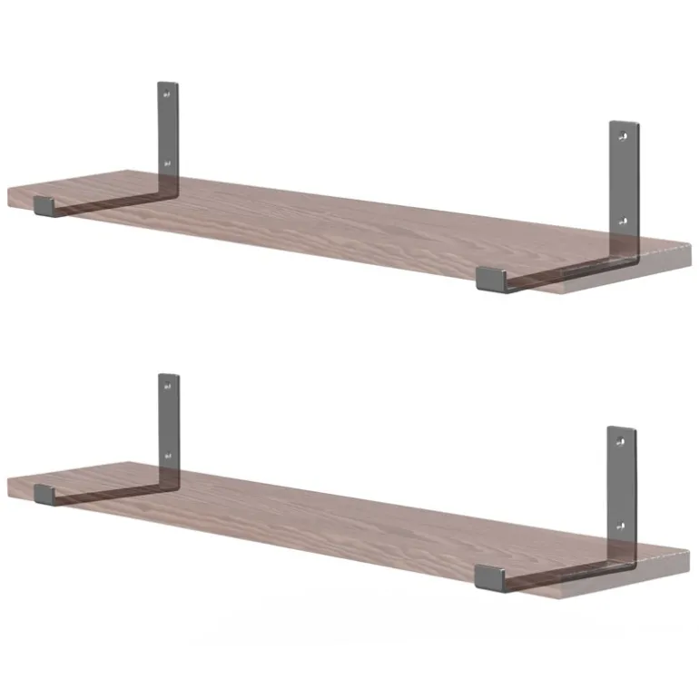 2er Set Wandkonsole Regalhalterung 2x 200 x 140 mm Grau Stahl ML-Design