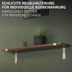 2er Set Wandkonsole Regalhalterung 2x 200 x 145 mm Grau aus Stahl ML-Design