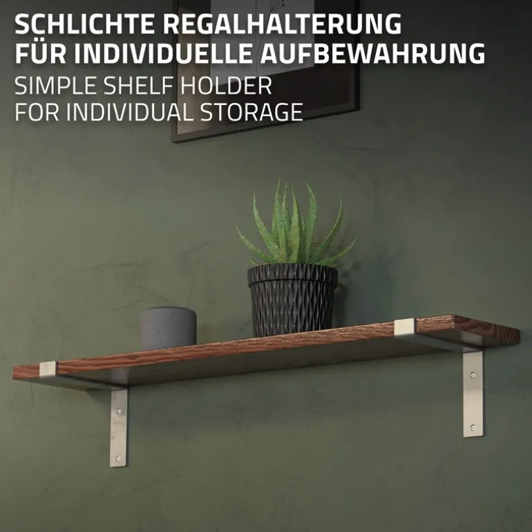 2er Set Wandkonsole Regalhalterung 2x 200 x 145 mm Grau aus Stahl ML-Design