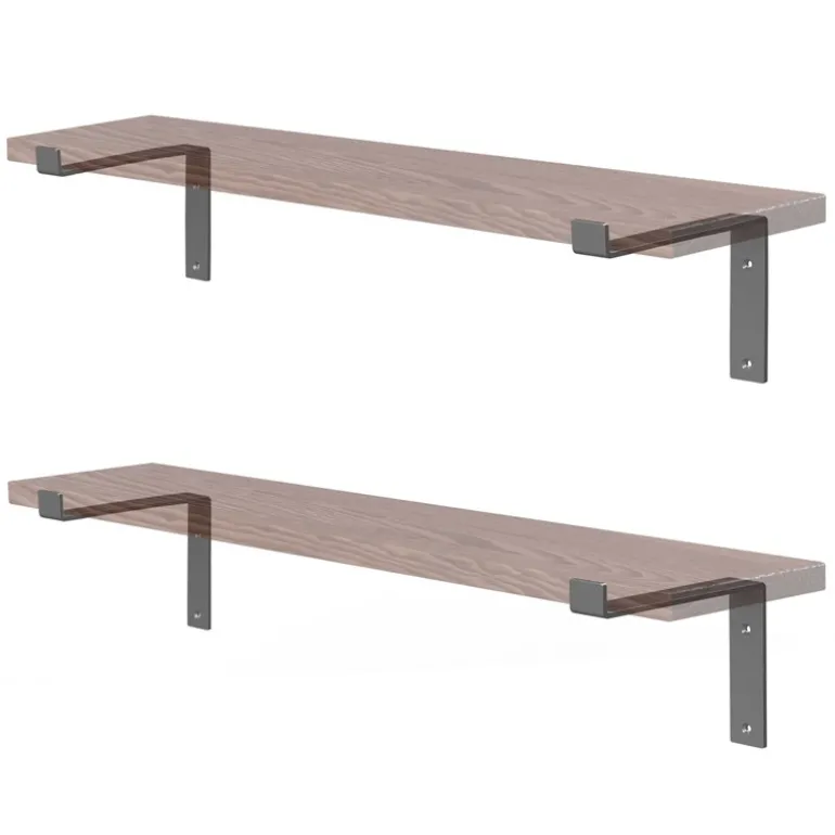 2er Set Wandkonsole Regalhalterung 2x 200 x 145 mm Grau aus Stahl ML-Design