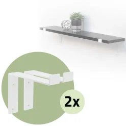 2er Set Wandkonsole Regalhalterung 2x 200 x 145 mm Weiß aus Stahl ML-Design
