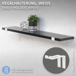2er Set Wandkonsole Regalhalterung 2x 200 x 145 mm Weiß aus Stahl ML-Design