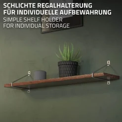2er Set Wandkonsole Regalhalterung 2x 220 x 180 mm Grau aus Stahl ML-Design