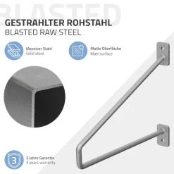 2er Set Wandkonsole Regalhalterung 2x 220 x 180 mm Grau aus Stahl ML-Design