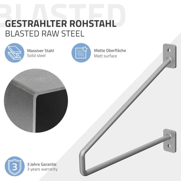 2er Set Wandkonsole Regalhalterung 2x 220 x 180 mm Grau aus Stahl ML-Design