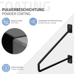 2er Set Wandkonsole Regalhalterung 2x 220 x180 mm Schwarz aus Stahl ML-Design