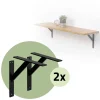 2er Set Wandkonsole Regalhalterung 2x 240 x 240 mm Schwarz aus Aluminium ML-Design