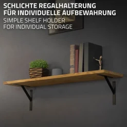 2er Set Wandkonsole Regalhalterung 2x 240 x 240 mm Schwarz aus Aluminium ML-Design