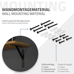 2er Set Wandkonsole Regalhalterung 2x 240 x 240 mm Schwarz aus Aluminium ML-Design
