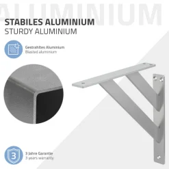 2er Set Wandkonsole Regalhalterung 2x 240 x 240 mm Silber aus Aluminium ML-Design