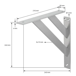 2er Set Wandkonsole Regalhalterung 2x 240 x 240 mm Silber aus Aluminium ML-Design