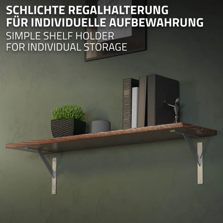 2er Set Wandkonsole Regalhalterung 2x 240 x 240 mm Silber aus Aluminium ML-Design