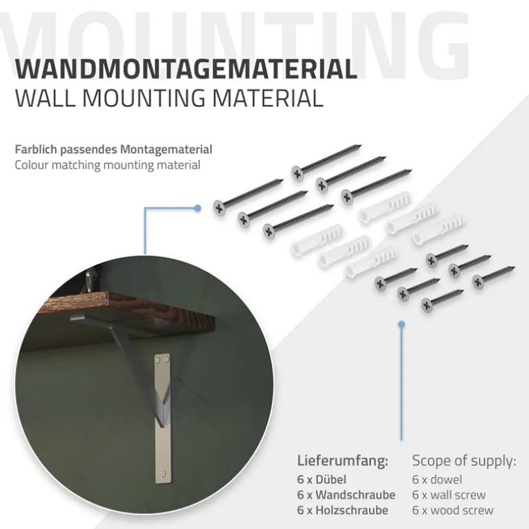 2er Set Wandkonsole Regalhalterung 2x 240 x 240 mm Silber aus Aluminium ML-Design