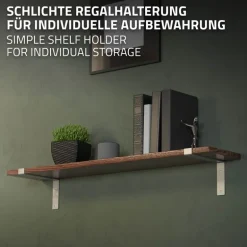 2er Set Wandkonsole Regalhalterung 2x 250 x 145 mm Grau aus Stahl ML-Design