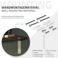 2er Set Wandkonsole Regalhalterung 2x 250 x 145 mm Grau aus Stahl ML-Design
