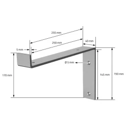 2er Set Wandkonsole Regalhalterung 2x 250 x 145 mm Grau aus Stahl ML-Design