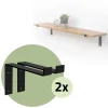 2er Set Wandkonsole Regalhalterung 2x 250 x 145 mm Schwarz aus Stahl ML-Design