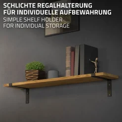 2er Set Wandkonsole Regalhalterung 2x 250 x 145 mm Schwarz aus Stahl ML-Design