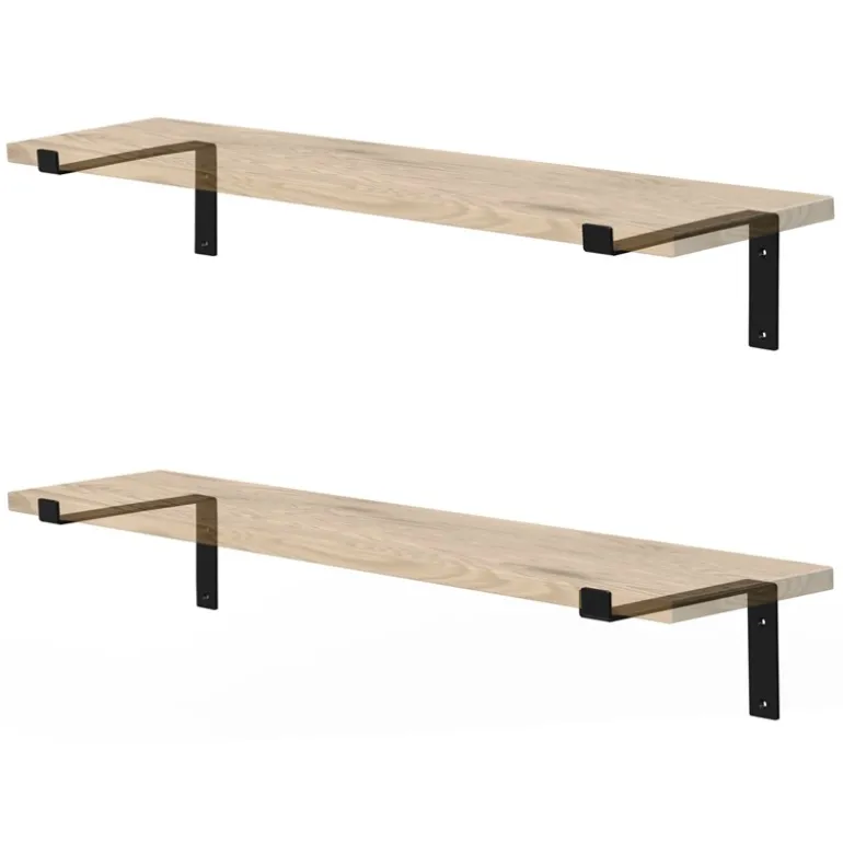 2er Set Wandkonsole Regalhalterung 2x 250 x 145 mm Schwarz aus Stahl ML-Design